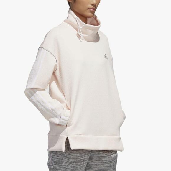 ADIDAS Intuitive Warmth Sweatshirt Funnel Neck Pullover Pink Tint White Size M - Picture 2 of 9